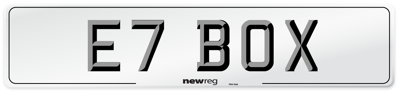 E7 BOX Number Plate from New Reg